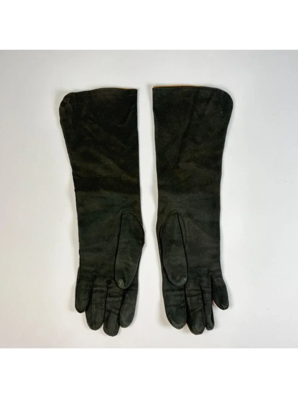 Vintage English Double Woven Cotton Ladies Gloves Size 7 Black